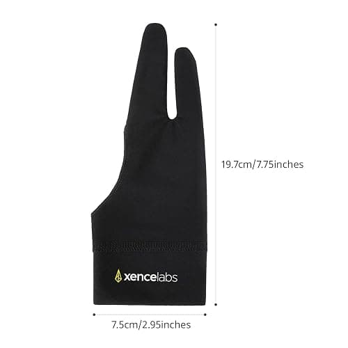 XENCELABS Drawing Glove, Breathable Artist Glove for Drawing Tablet, Two Fingers for Left Right Hand Black Size S thumbnail 5