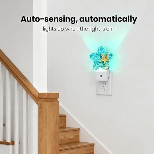 Caifujiqi Night Light Plug-in into Wall Dusk to Dawn Smart Sensor White Led Nightlight for Bedroom Bathroom Kitchen Hallway Stairs Energy Efficient Decor Desk Lamp Beach Decor thumbnail 4