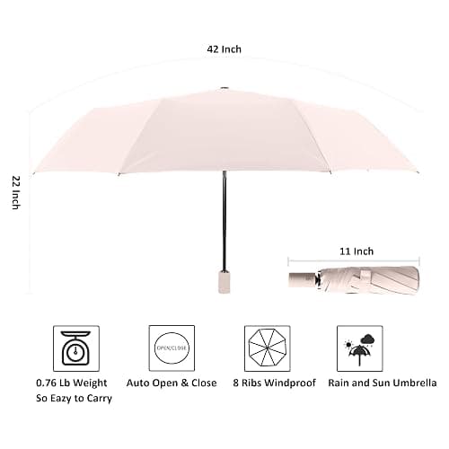 BAODINI Small UV Protection Travel Umbrella Compact for Rain and Sun UPF 50+ Windproof Portable 42 inch Umbrella for Women and Men thumbnail 5