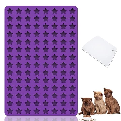 Amyandone Mini Star Silicone Mold, 112 Cavities Chocolate Candy Molds with Stars Shape for Homemade Pet Training Treats/Biscuits, Food Grade Star Mold for Fruit Snack/Cake Decor (with a Scraper) - Image 1