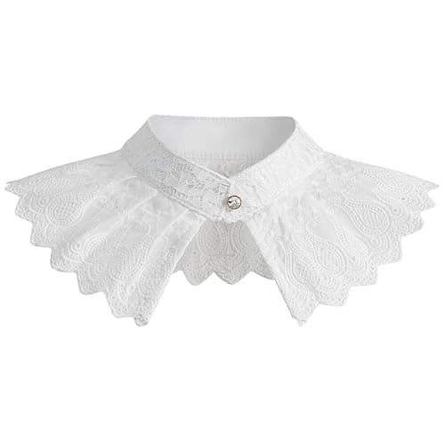 Lace Ruffle Collar White Fake Detachable Neck Costume Accessories | Women, Halloween Cosplay Party Supplies - Image 1