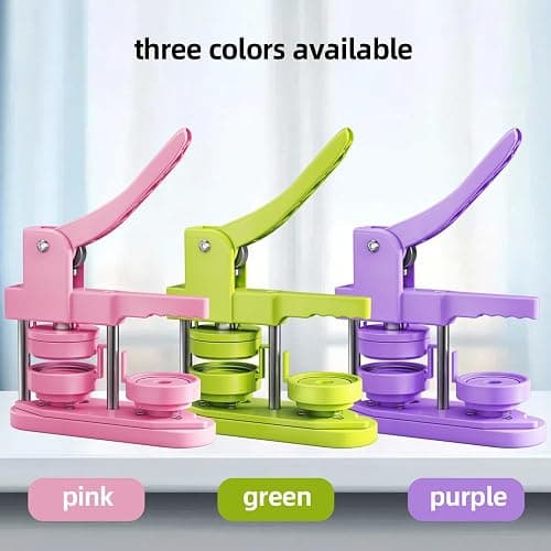 FreeingBAG Button Maker Machine 58mm - (3 Gen) Installation-Free (2.25in) DIY Badge Button Maker Press Machine Badge Punch Press with 100pcs Button Parts Pictures (Pink, 2.25 inch / 58mm) thumbnail 4