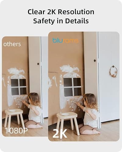 Security Camera 2K, blurams Baby Monitor Dog Camera 360-degree for Home Security w/Smart Motion Tracking, Phone App, IR Night Vision, Siren, Works with Alexa & Google Assistant & IFTTT, 2-Way Audio thumbnail 4