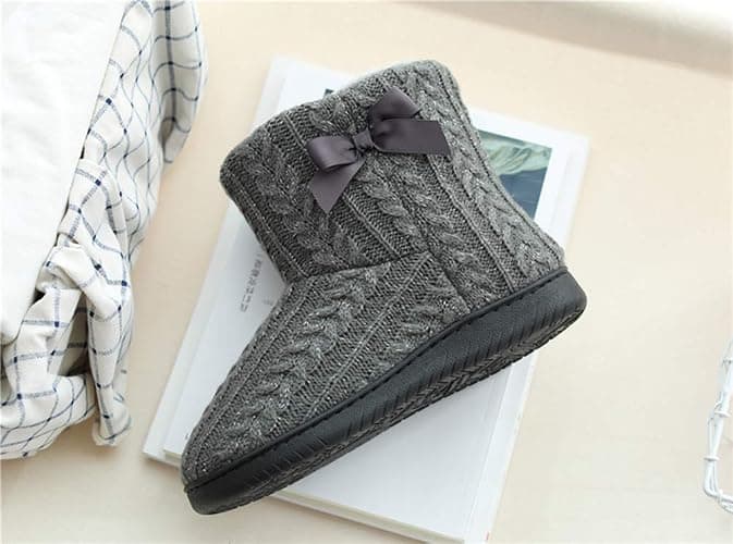 Rojeam Winter Boots Slippers Knitted Women Men Home Booties Plush House Shoes Indoor Outdoor thumbnail 3