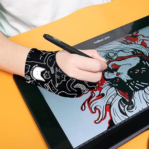 XPPen Digital Drawing Glove - Two-Finger Artist Glove with Cute Cat Print, Suitable for Right and Left Hand thumbnail 7