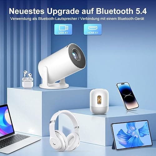 HY300PRO+ Smart 4K Projector WiFi Bluetooth, Salange Mini Projector Android 11.0,Short Throw Projector 1080P HD, Auto Keystone Correction, Outdoor Movie Projector Portable (Gray-white) thumbnail 5