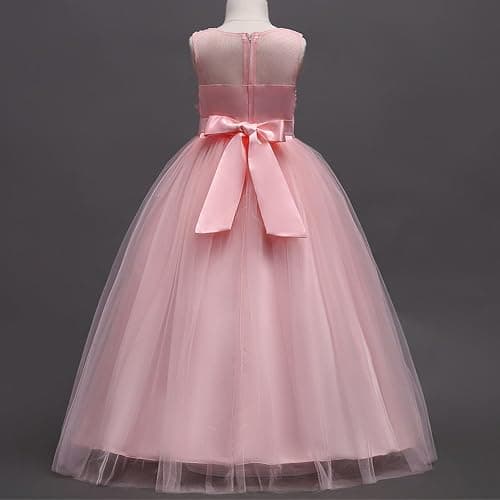 Little Big Girls’Tulle Retro Vintage Dresses Flower Lace Pageant Party Wedding Floor Length Dance Evening Gown thumbnail 2