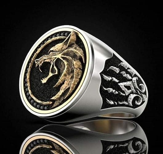 MayiaHey Wolf Ring, Wolf Paw Ring for Men, Norse Viking Wolf Animal Ring Wolf Jewelry, Celtic Wolf Claw Ring Hip Hop Wolf Head Band Ring Punk Wolf Ring for mens thumbnail 2
