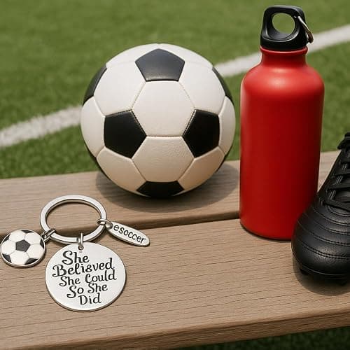 Soccer Keychain for Girls – “She Believed She Could So She Did” Inspirational Sports Gift – Soccer Ball Charm Accessory for Players, Fans, or Teams thumbnail 4