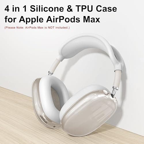 Silicone Case Cover for AirPods Max Headphones, Clear Soft TPU Ear Cups Cover/Ear Pad Case Cover/Headband Cover for AirPods Max (2024/2020),Transparent Accessories for Apple AirPods Max (USB-C), White thumbnail 2