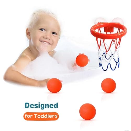 MARPPY Bath Toys, Bathtub Basketball Hoop for Toddlers Kids, Boys and Girls with 4 Soft Balls Set & Strong Suction Cup, Bathtub Shooting Game & Fun Toddlers Bath Toys for Boys or Girls thumbnail 7