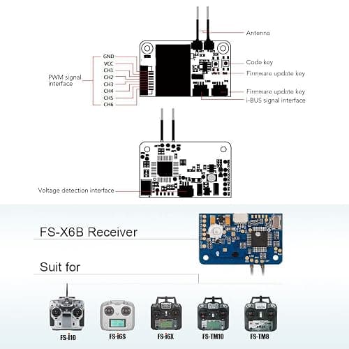 GoolRC Flysky FS-i6X 10CH 2.4GHz RC Transmitter Remote Controller with FS-X6B Receiver for RC Drone Airplane Helicopter thumbnail 6