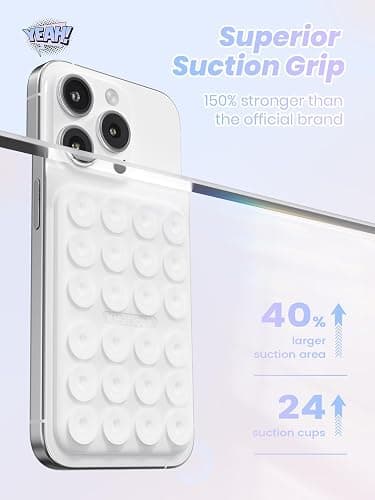 Klearlook Magnetic Suction Phone Mount for MagSafe Case, Removable Sticky Phone Grip Holder for Hands-Free Makeup/Selfie/Live Streaming/Vlog for TikTok & Instagram Influencer/Creator, Classic White - Classic White thumbnail 4