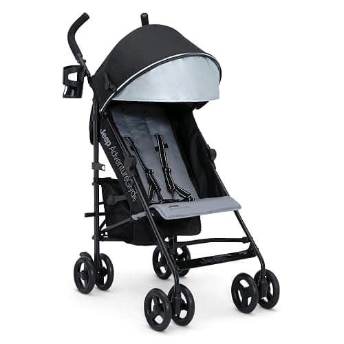 Jeep AdventureGlyde Stroller by Delta Children - Lightweight Travel Stroller with Smoothest Ride & Compact Fold, 3-Position Recline, Extra Large Storage Basket, Black/Grey - Image 1