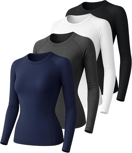 Compression Shirts Woman's Athletic Workout Undershirt Dry Fit T-Shirt for Gym Running Short Long Sleeve Tops - Image 1