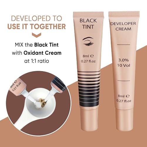 Lomansa Lash Color Kit Instant Black Eyelash and Brow Color 8ml Easy to Use with Natural Results for Beginner Salon Beauty thumbnail 8