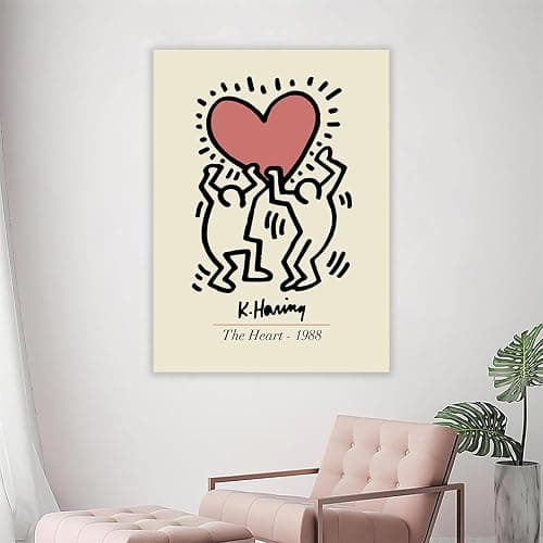 Atrippy Minimalist Large Posters Art Tapestry for Bedroom Aesthetic Cartoon Wall Tapestry Boho Funny Anime Poster Wall Hanging for Dorm Living Room Decor (24''x36'') - 36L" x 24W" - Heart Love thumbnail 5
