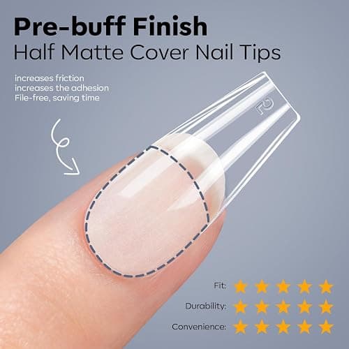 modelones Gel Nail Kit Medium Coffin, Upgrade 510Pcs Fake Nails, 9-in-One Glue Prep Dehydrator & Portable Mini U V Light Acrylic Clipper, Coffin Tips Extension Kit for DIY Salon Home Gifts thumbnail 7