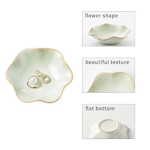 Jewelry Dish Tray, Ring Dish, Ceramic Trinket Tray, Key Bowl, Decorative Plate, for Friends Sisters Daughter Mother(Light Green) thumbnail 7