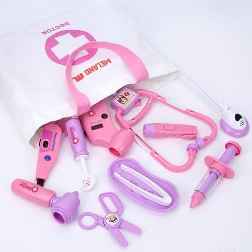 Meland Toy Doctor Kit for Girls, Pretend Play Toy Doctor Set with Dog , Carrying Bag, Stethoscope & Dress Up Costume Gift for Kids Toddlers Ages 3 4 5 6 Year Old for Role Play thumbnail 8