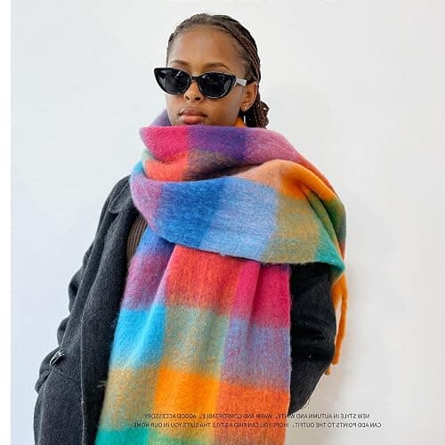 OUNIYA Large Chunky Plaid Scarf Winter Women Oversized Blanket Scarves Colorful Big Cashmere Thick Warm Shawl thumbnail 5