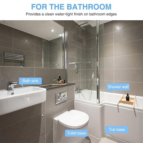 2 Rolls Caulk Tape Self Adhesive, Bathroom Waterproof White Caulking Sealant Strip Peel & Stick Wallpaper Floor Tile Toilet Tub Sink Backsplash Kitchen Wall Decor, Easier to Use Than Silicone Caulk thumbnail 7