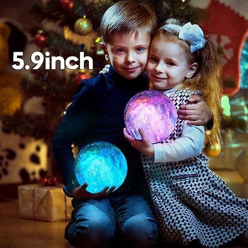 BRIGHTWORLD Moon Lamp Galaxy Lamp 5.9 inch 16 Colors LED 3D Moon Light, Remote & Touch Control Moon Night Light Christmas Gifts for Girls Boys Kids Women Birthday（Wooden Base） thumbnail 6