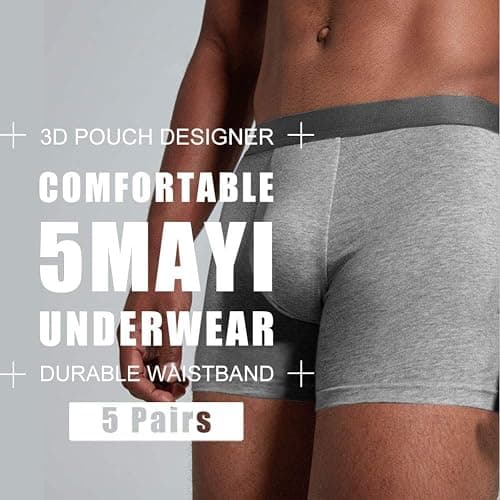 5Mayi Men's Underwear Boxer Briefs Cotton Regular Long Mens Boxer Briefs Underwear Men Pack S M L XL XXL thumbnail 2