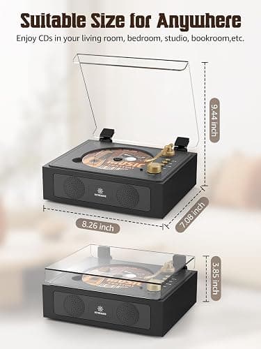 CD Player with Built-in Speakers Bluetooth CD Players for Home Nostalgic Desktop CD Players Music Box Player with Stereo Sound thumbnail 5