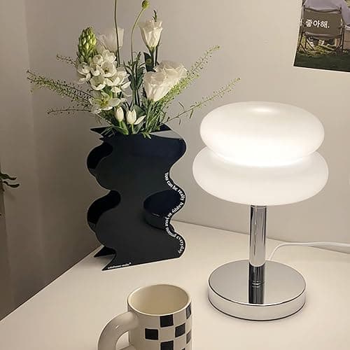 ASMSW Modern Small Table Lamp Dimmable Bedside Lamp 7W Cute Egg Tart Nightstand Lamp Table Light Fixture Simple Style Led Desk Lamp for Bedside Bedroom Living Room thumbnail 2