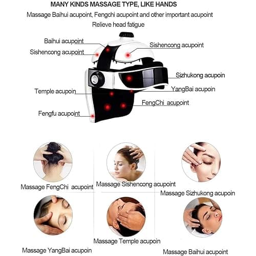 Electric Head Massager Helmet, Head Massager Scalp Helmet, Adjustable Intensity, with Remote Control, Air Pressure Music Massager, for Deep Stress Release, Relaxation thumbnail 4