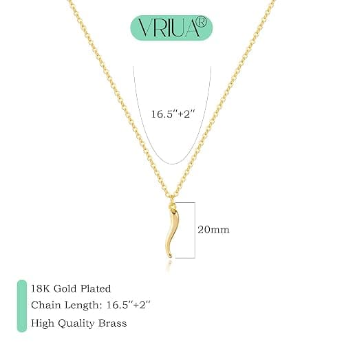 VRIUA Gold Necklace for Women - 14K Gold Plated Dainty Italian Horn Star of David Butterfly Bow Sun Lotus Volleyball Baseball Cowboy Boots Necklace Jewelry Everyday for Women thumbnail 4