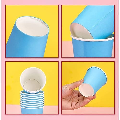 CYH 60 Pcs Disposable Paper Cups Party Cups, 9 Ounce Multicolor Drinking Cups Biodegradable and Compostable for Party DIY Holiday Wedding Birthday thumbnail 4