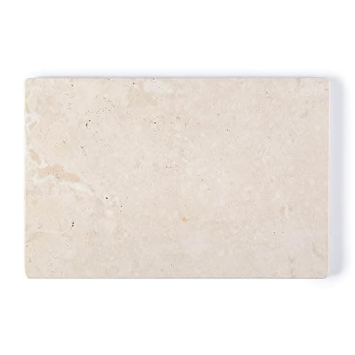 Koville Natural Travertine Marble Cutting Board for Kitchen Counter, 12" x 8" Real Stone Slab Marble Cheese Board for Home Decor, Stone Pastry Boards Bathroom Perfume Tray Candle Plate - Image 1