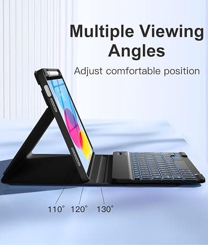 Hamile for iPad 11th 10th Generation Case with Keyboard - 7 Colors Backlit Wireless Detachable Folio Keyboard Cover with Pencil Holder for iPad 11-inch A16 2025 10th Gen 10.9 Inch 2022 (Black) thumbnail 5