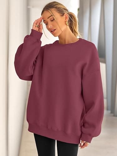 EFAN Womens Oversized Sweatshirt Crewneck Sweater Casual Fall Outfits 2026 | Fleece lined, comfort stretch fabric, basic loose hoodie, maternity, workout, lounge wear, winter, airport fashion clothes thumbnail 3