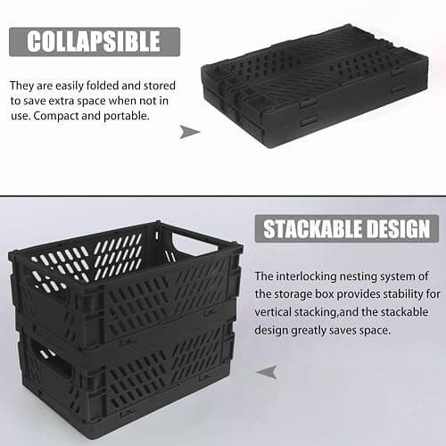 Tixill 2-Pack Mini Foldable Plastic Storage Box Mini Plastic Baskets for Organizing and Storage for Home Kitchen Bedroom Bathroom Office. (Black, 5.9x3.8x2.2) thumbnail 5