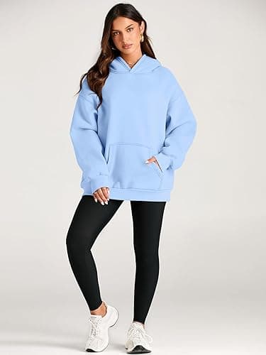 Trendy Queen Womens Oversized Hoodies Fleece Sweatshirts Fall Fashion 2025 Pullover Sweaters Winter Clothes - Sky Blue - Small thumbnail 5