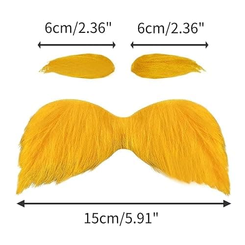 Orange Jumpsuit Women Men Halloween Costume Slim Fit Yellow Bodysuit with Mustache and Eyebrows Stretch Funny Cosplay Clothes thumbnail 6