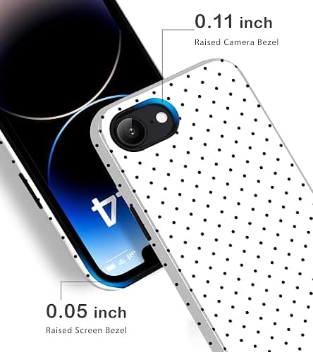 Amzfield Compatible with iPhone 16e/17e Case Cute Polka Dot Aesthetic for Women Girls Simple Chic Girly Dual Layer Hybrid Protection Elegant Case for iPhone 16e for iPhone 17e-White thumbnail 4