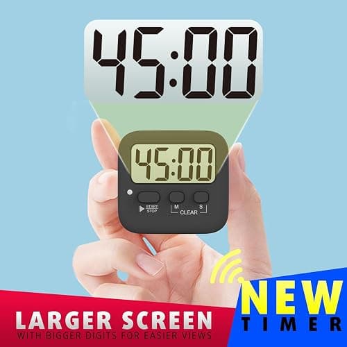 Antonki 2 Pack Digital Timer for Kids, Magnetic Countdown Kitchen Timers for Cooking, Egg, Classroom, Teacher, Exercise, Study, Oven - Battery Included - Senior Black thumbnail 5
