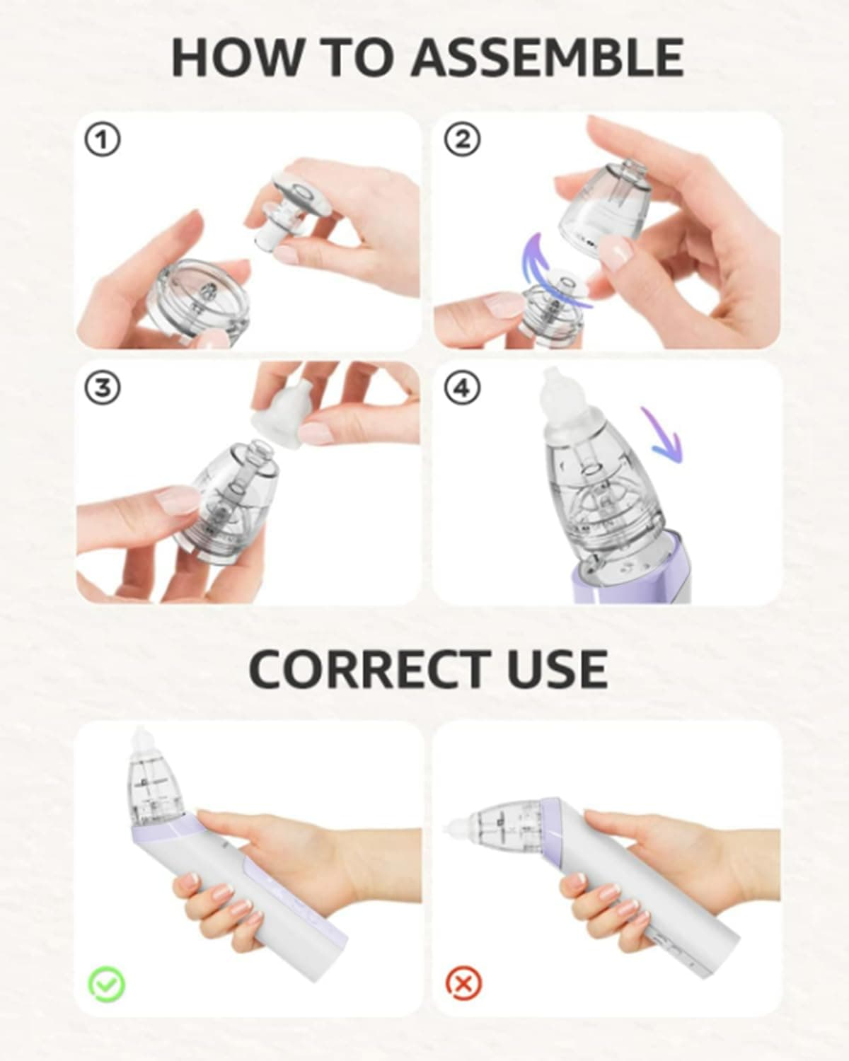 Grownsy Nasal Aspirator for Baby, Electric Nose Aspirator for Toddler, Baby Nose Sucker, Automatic Nose Cleaner with 3 Silicone Tips, Adjustable Suction Level, Music and Light Soothing Function thumbnail 4
