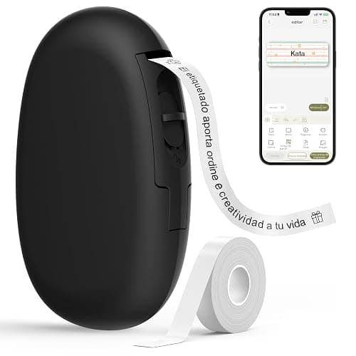 SUPVAN E10 etiquetadora Bluetooth, con Etiquetas Impermeables (15mm x 6 m/Rollo), Ideal para oficinas y hogares, Negro thumbnail 2
