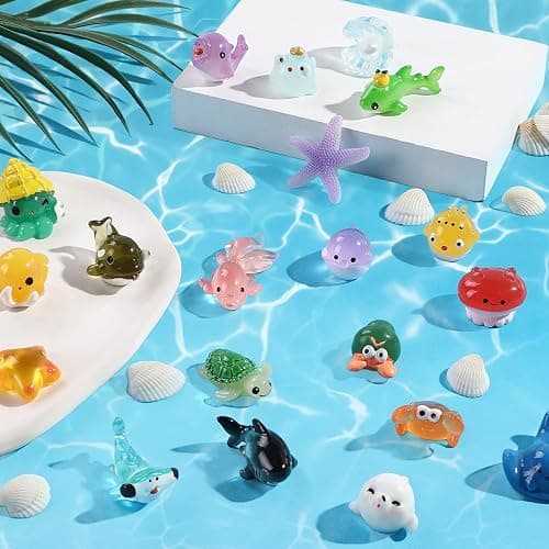 DIYDEC 36pcs Mini Ocean Resin Animals Tiny Sea Animals Figurines Marine Miniature Plastic Animals Aquarium Ornaments Decorations for DIY Fish Tank Potted Micro Fairy Garden Dollhouse thumbnail 4