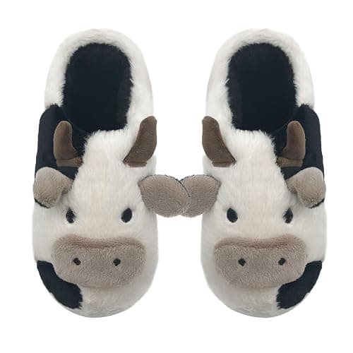 NZFUN Cow Slippers for Women and Men, Fluffy Cute Cozy Cartoon Fuzzy Cow House Slipper Womens Milky Cows Animal Preppy Funny Kawaii Pillow Cloud Fall Winter Bedroom Home Shoes for Indoor and Outdoor thumbnail 3