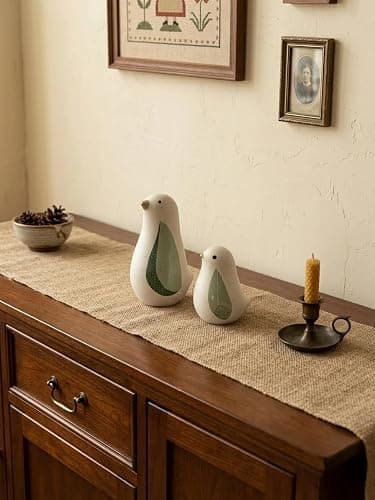 CCUUHJ Ceramic Bird Figurines Set of 2, Sage Green Modern Style Decorative Statues Ornaments for Living Room, Bedroom, Office Desktop,Cabinets (Green) thumbnail 8