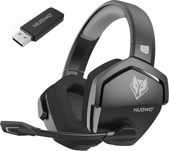 NUBWO Wireless Gaming Headset with Mic for Ps5 Ps4 PC, Zero Interference, 100-Hour Battery All-Day Play, 23ms Sync for Gamers, Triple Mode All Devices Compatible - Gray - Image 1