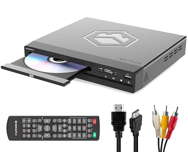 Region Free DVD Player fΓΌr Fernseher | Mini DVD Player HDMI mit 1080p Upscaling | CD-Player mit USB & MP3 | HDMI Kabel, RCA Kabel & Fernbedienung Inklusive | OAKCASTLE DVD100 - Image 1
