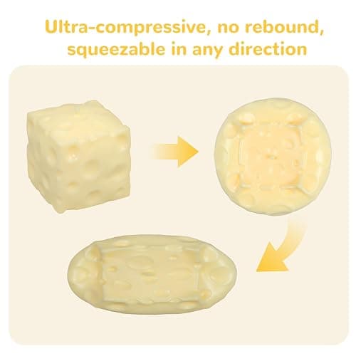 2Pcs Cheese Squishy Skin Stress Ball Making Kit - Easy Handmade Sensory Squishy Toys | Includes 2 Cheese-Shaped TPR Skins and 3.5 oz Filler; ASMR Craft Anxiety Relief Slow-Rising Cheese Squishies thumbnail 7