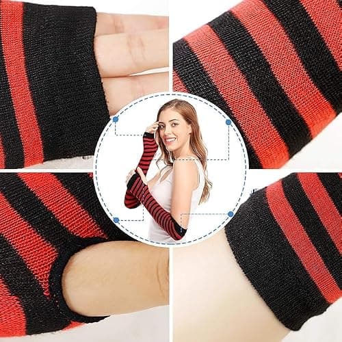 HAPEE Punk Gothic Rock Long Arm Warmer Fingerless Gloves thumbnail 6